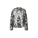 Men long sleeved shirt jw retro street trendy men's camouflage letter design men's waffle grids