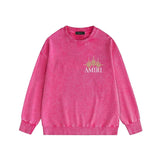 Amiri washed sweatshirt bone crack star printing washed and distressed