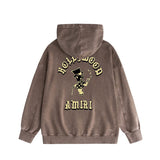 Amiri washed hoodie dice man printing distressed printing