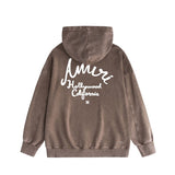 Amiri washed hoodie california hollywood letter washed distressed printing