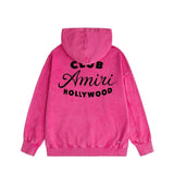 Amiri washed hoodie hollywood club distressed printing