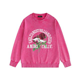 Amiri washed sweatshirt rose printing washed and distressed