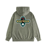 Amiri washed hoodie gray wolf cross printing distressed printing