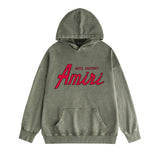 Amiri washed hoodie with pure letter distressed printing