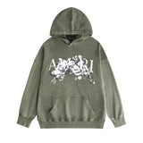 Amiri washed hoodie colorless flower distressed printing