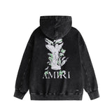 Amiri washed hoodie angel distressed printing