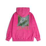Amiri washed hoodie black panther washed distressed printing