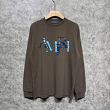 Amiri long sleeve shirts cashew flower overlapping letterprinting