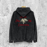 Amiri washed hoodie mottled pegasus distressed printing