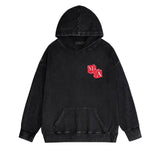 Amiri washed hoodie silver ring snake letter distressed printing