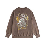 Amiri washed sweatshirt hollywood golden dragon printing washed and distressed