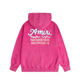 Amiri washed hoodie wine glass letterprinting distressed printing