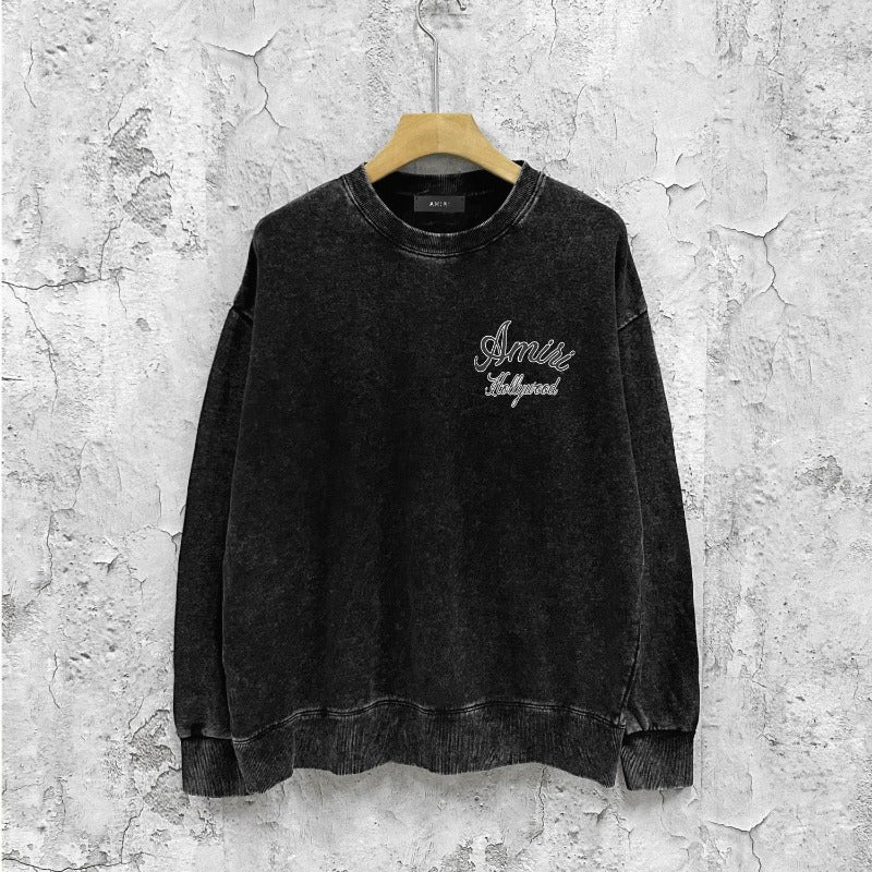 Amiri washed sweatshirt letter-filled printing washed and distressed