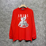 Amiri long sleeve shirts distressed teddy bear printing