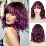 Women'S Wigs  Straight Bang Water Wave Short Curly Synthetic Wig