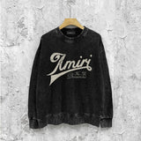 Amiri washed sweatshirt distressed text printing washed and distressed