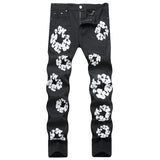 Mens Fashion Jeans White cotton flower 1322#