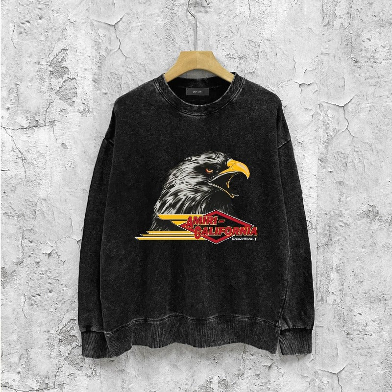 Amiri washed sweatshirt eagle printing washed and distressed
