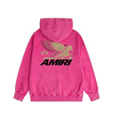 Amiri washed hoodie mottled pegasus distressed printing
