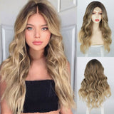 Women's Wigs Middle Part Lace Front Gradual Long Curly Synthetic Wig