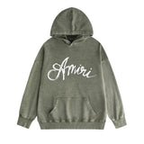 Amiri washed hoodie with snake letter distressed printing