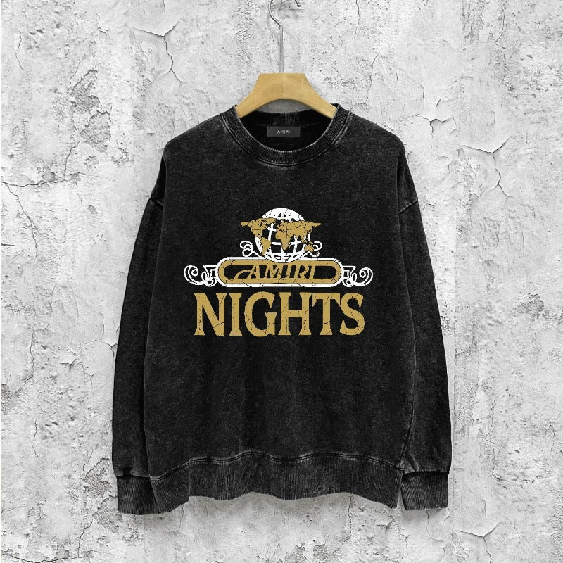 Amiri washed sweatshirt earth letterprinting washed and distressed