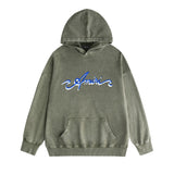 Amiri washed hoodie blue color art word printing washed and distressed