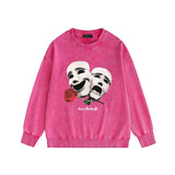 Amiri washed sweatshirt double-sided rose printing washed and distressed