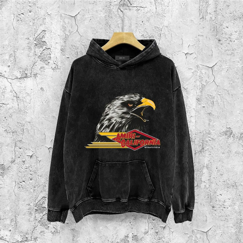 Amiri washed hoodie eagle distressed print