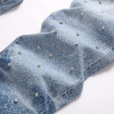 Mens Fashion Jeans rhinestones Wide-leg pants 5722#