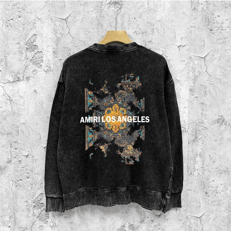 Amiri washed sweatshirt damaged oil painting printing washed and distressed