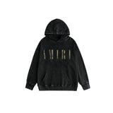 Amiri washed hoodie camouflage classic letter printing