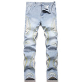 Mens Fashion Jeans Destroy embroidery thread balls 5720#