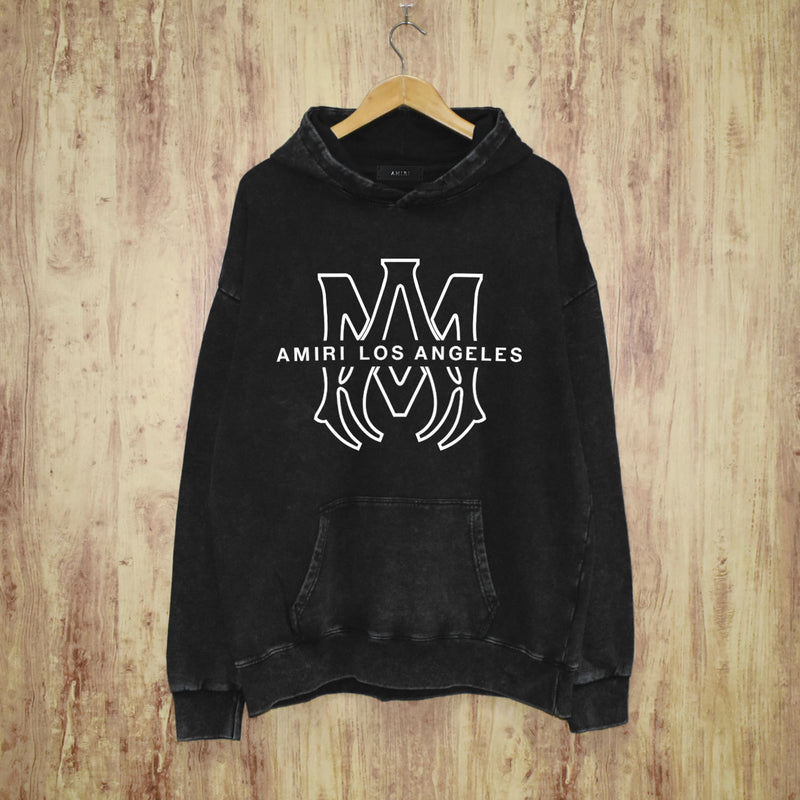 Amiri washed hoodie line simple logo washed distressed printing