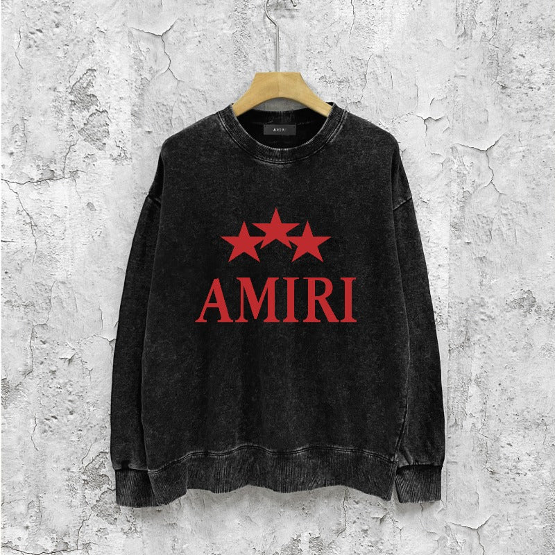Amiri washed sweatshirt red pentagram print washed old