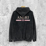 Amiri washed hoodie crayon horizontal stripes washed distressed printing