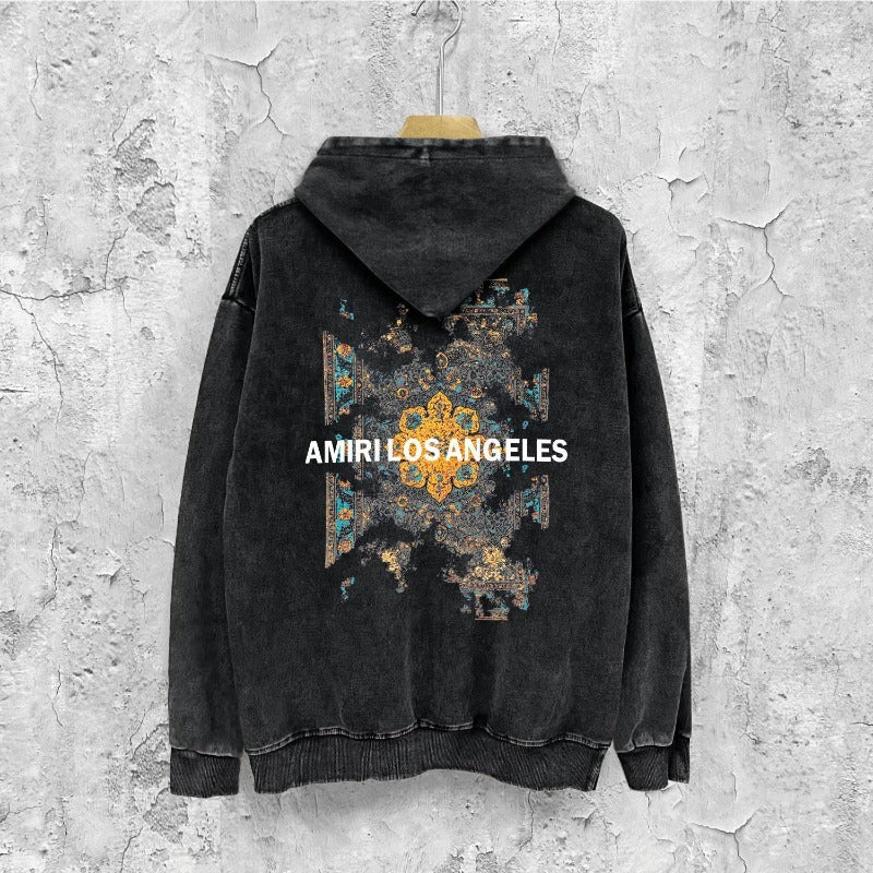 Amiri washed hoodie damaged oil painting distressed printing
