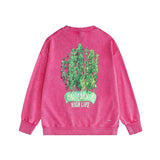 Amiri washed sweatshirt green leaf letterprinting washed and distressed