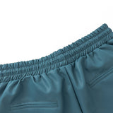 Rhude Shorts Letter Embroidered Elastic PU Leather Shorts Beach Sports Pants