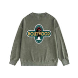 Amiri washed sweatshirt gray wolf cross printing washed and distressed