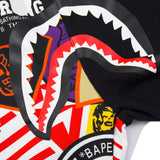 Bathing Ape Pants Shark Head Color Graffiti Splicing Sweatpants