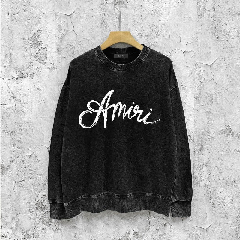 Amiri washed sweatshirt snake letterprinting washed and distressed