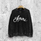 Amiri washed sweatshirt snake letterprinting washed and distressed