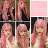 Women's Wigs Straight Bangs Long Straight Heat-Resistant Wig