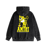 Amiri washed hoodie xiaohu distressed printing
