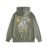 Amiri washed hoodie hollywood golden dragon printing distressed printing