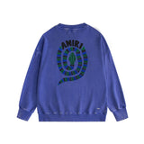Amiri washed sweatshirt large patchwork colorful snake printing washed and distressed