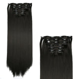 Women's Wigs Hair Extension 6-piece Set Clip Hair Long Straight Hair Women's Chemical Fiber Wig 16 Card Straight Wig