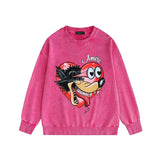 Amiri washed sweatshirt heart wolf head printing washed and distressed