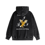 Amiri washed hoodie hollywood eagle distressed printing